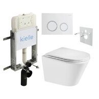 Set předstěnové instalace Kielle Genesis + vortex WC se sedátkem EBS Spinex + tlačítko Gemini, bílá lesk/chrom, KKE094