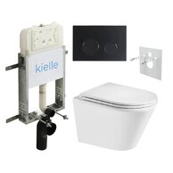 Set předstěnové instalace Kielle Genesis + vortex WC se sedátkem EBS Spinex + tlačítko Gemini, černá mat, KKE096