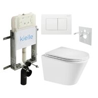 Set předstěnové instalace Kielle Genesis + vortex WC se sedátkem EBS Spinex + tlačítko Gemini, bílá lesk, KKE097