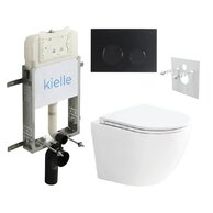Set předstěnové instalace Kielle Genesis + vortex WC se sedátkem EBS Urban + tlačítko Gemini, černá mat, KKE087