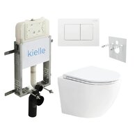Set předstěnové instalace Kielle Genesis + vortex WC se sedátkem EBS Urban + tlačítko Gemini, bílá lesk, KKE088