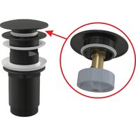 Výpust umyvadlová Alcadrain černá CLICK/CLACK 5/4" celokovová s přepadem, velká zátka A392BLACK