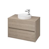 Crea 80 dub skříňka s deskou, umyvadlo Crea do desky kulaté 38