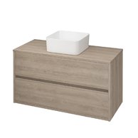 Crea 100 dub skříňka s deskou, umyvadlo Crea na desku hranaté 35