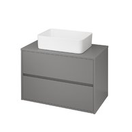Crea 80 šedá skříňka s deskou, umyvadlo Crea na desku hranaté 50