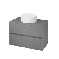 Crea 80 šedá skříňka s deskou, umyvadlo Crea na desku kulaté 38