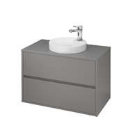 Crea 80 šedá skříňka s deskou, umyvadlo Crea do desky kulaté 38