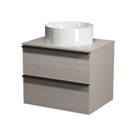 Virgo 60 šedá skříňka úchyt černá, umyvadlo Crea na desku kulaté 38