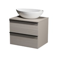 Virgo 60 šedá skříňka úchyt černá, umyvadlo Moduo na desku nepravidelné 50