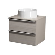 Virgo 60 šedá skříňka úchyt chrom, umyvadlo Crea na desku kulaté 38