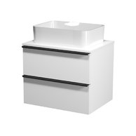 Virgo 60 bílá skříňka úchyt černá, umyvadlo Crea na desku hranaté 50