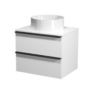 Virgo 60 bílá skříňka úchyt černá, umyvadlo Crea na desku kulaté 38