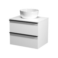 Virgo 60 bílá skříňka úchyt černá, umyvadlo Moduo na desku kulaté 35