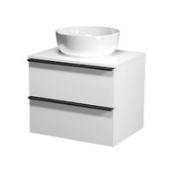 Virgo 60 bílá skříňka úchyt černá, umyvadlo Moduo na desku kulaté 40