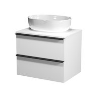 Virgo 60 bílá skříňka úchyt černá, umyvadlo Moduo na desku oválné 50