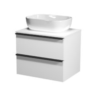 Virgo 60 bílá skříňka úchyt černá, umyvadlo Moduo na desku obdélníkové 50