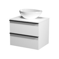 Virgo 60 bílá skříňka úchyt černá, umyvadlo Moduo na desku nepravidelné 40