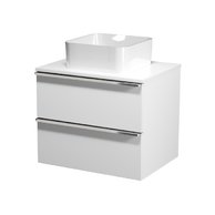 Virgo 60 bílá skříňka úchyt chrom, umyvadlo Crea na desku hranaté 35