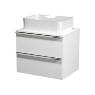 Virgo 60 bílá skříňka úchyt chrom, umyvadlo Crea na desku hranaté 50