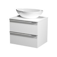 Virgo 60 bílá skříňka úchyt chrom, umyvadlo Moduo na desku nepravidelné 50