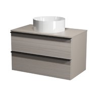 Virgo 80 šedá skříňka úchyt černá, umyvadlo Crea na desku kulaté 38