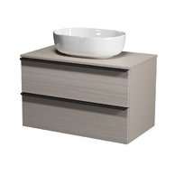 Virgo 80 šedá skříňka úchyt černá, umyvadlo Moduo na desku oválné 50