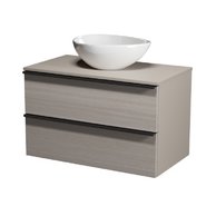 Virgo 80 šedá skříňka úchyt černá, umyvadlo Moduo na desku nepravidelné 40