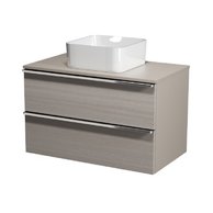 Virgo 80 šedá skříňka úchyt chrom, umyvadlo Crea na desku hranaté 35