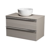 Virgo 80 šedá skříňka úchyt chrom, umyvadlo Moduo na desku kulaté 35