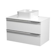 Virgo 80 bílá skříňka úchyt černá, umyvadlo Crea na desku hranaté 35