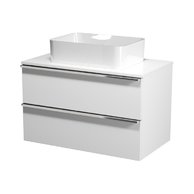 Virgo 80 bílá skříňka úchyt černá, umyvadlo Crea na desku hranaté 50