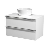 Virgo 80 bílá skříňka úchyt černá, umyvadlo Moduo na desku kulaté 35