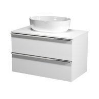 Virgo 80 bílá skříňka úchyt černá, umyvadlo Moduo na desku oválné 50