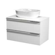 Virgo 80 bílá skříňka úchyt černá, umyvadlo Moduo na desku obdélníkové 50