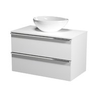 Virgo 80 bílá skříňka úchyt černá, umyvadlo Moduo na desku nepravidelné 40