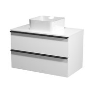 Virgo 80 bílá skříňka úchyt chrom, umyvadlo Crea na desku hranaté 35