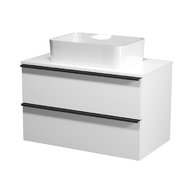 Virgo 80 bílá skříňka úchyt chrom, umyvadlo Crea na desku hranaté 50