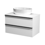 Virgo 80 bílá skříňka úchyt chrom, umyvadlo Moduo na desku oválné 50