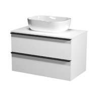 Virgo 80 bílá skříňka úchyt chrom, umyvadlo Moduo na desku obdélníkové 50