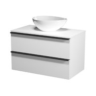 Virgo 80 bílá skříňka úchyt chrom, umyvadlo Moduo na desku nepravidelné 40