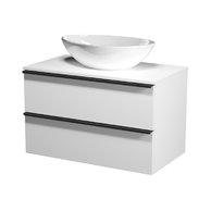 Virgo 80 bílá skříňka úchyt chrom, umyvadlo Moduo na desku nepravidelné 50