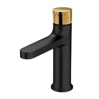 Baterie Cersanit Inverto umyvadlová stojánková, s příslušenstvím, bez výpusti, černá / zlatá páka, S951-295