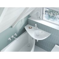 Umyvadlo Ravak Avocado 85 závěsné, s otvorem pro baterii, s přepadem, bílá, levé, XJ1L1100000