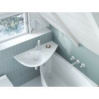 Umyvadlo Ravak Avocado 85 závěsné, s otvorem pro baterii, s přepadem, bílá, pravé, XJ1P1100000