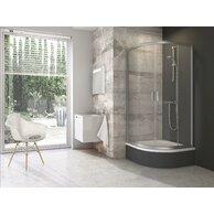 Sprchový kout Ravak Blix BLCP4 Sabina 90x90 čtyřdílný čtvrtkruhový snížený, satin/transparent, 3B270U40Z1