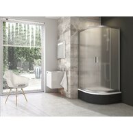 Sprchový kout Ravak Blix BLCP4 Sabina 90x90 čtyřdílný čtvrtkruhový snížený, satin/grape, 3B270U40ZG