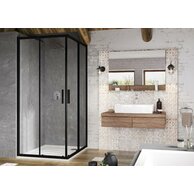 Sprchový kout Ravak Blix Slim BLSRV2 80x80 rohový čtyřdílný, černá/transparent, X1LM40300Z1