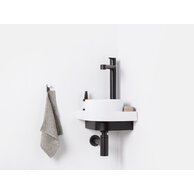 Umývátko Ravak Yard 28 C rohové tenkostěnné na konzoli, s otvorem pro baterii, bez přepadu, XJX01228000