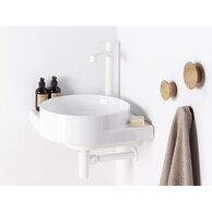 Umyvadlo Ravak Yard 45 C rohové tenkostěnné na konzoli, s otvorem pro baterii, bez přepadu, bílá, XJX01245000