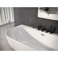 Baterie Ravak Flat vanová, stojánková 4-otvorová, se sprchovým setem, černá, X070176